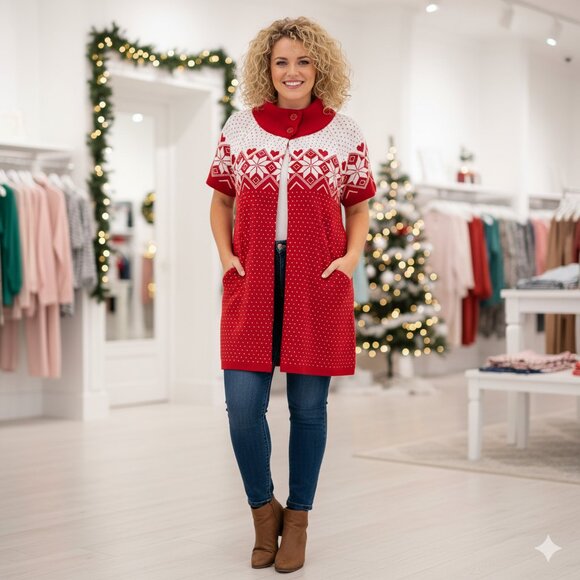 Allie & Rob Scarlet Knit Sweater red Christmas size 1X - Picture 1 of 6